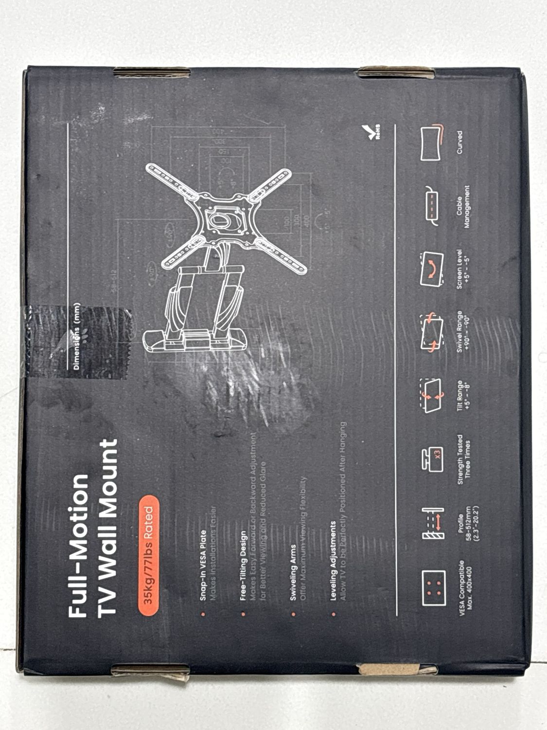 Lumi Pro Full Motion TV Wall Mount, KMA28-443, 23inch to 55inch,